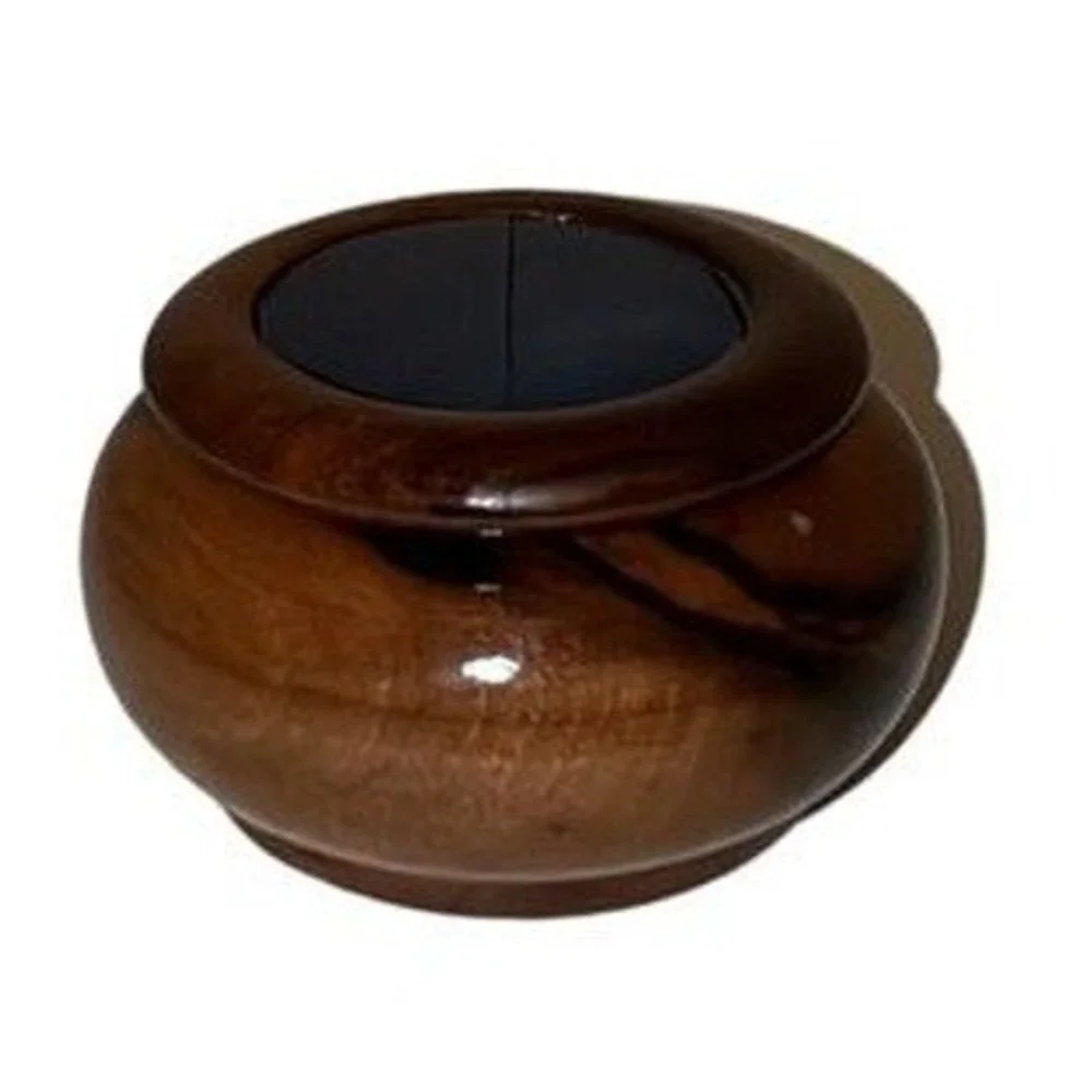 Hand Carved Wooden Trinket‎ Box With Blue Inlay Lid